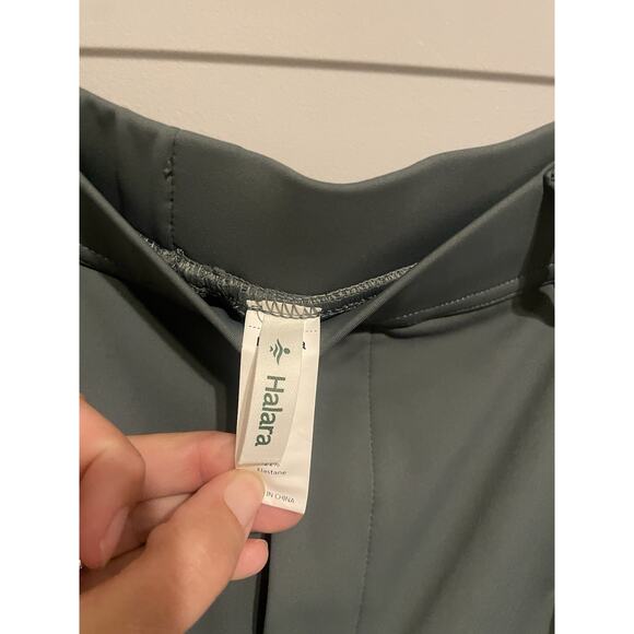 Halara High Waisted Pleated Wide Leg Crop Palazzo Pant Green Teal Sz M Utility - Picture 5 of 7